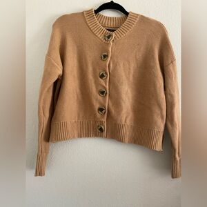 Quince Cardigan Small Brown Organic Cotton Classic Minimalist